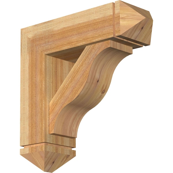Ekena Millwork Funston Arts and Crafts Rough Sawn Bracket w/ Offset Brace, Western Red Cedar, 8"W x 26"D x 26"H BKT0806X26X26FST03RWR - main
